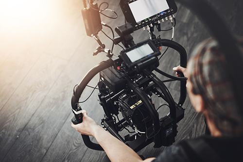 Film production camera representing entertainment and media assets