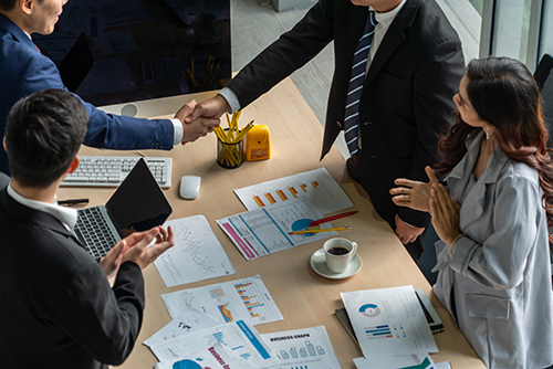 Transaction execution discussion with financial documents